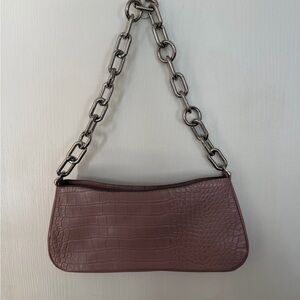 Crocodile-Embossed Mauve Bag